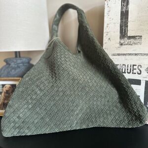 Green Suede Hobo Shoulder bag
